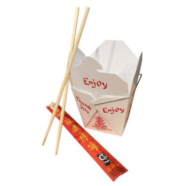 Imagem de Caixas para viagem chinesas Fold Pak Pagoda 473ml com pauzinhos