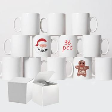 Imagem de Kocdam Pacote com 36 canecas de sublimação, canecas de café brancas de 325 ml com caixas de presente brancas, Tazas Para, canecas de café em branco de cerâmica para café, chá, latte, sopa, leite