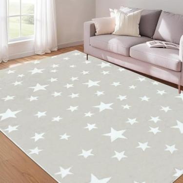 Imagem de USTIDE Tapete estrela fofo céu estrelado tapete para quarto de crianças meninas tapete de brinquedo antiderrapante tapete de pelúcia antiderrapante para sala de estar, quarto, sala de jogos, berçário