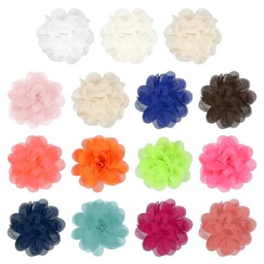 Imagem de YELARXI Flores de chiffon, apliques de tecido de costura, apliques de flores de chiffon - adequado para (mulheres/artesanato faça você mesmo/tiaras/acessórios de cabelo/casamento/festa/corsage) 10 cm