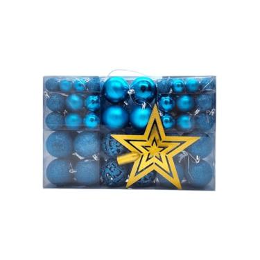 Imagem de Kit C/100 Bolas de Natal Lisas/Foscas/Glitter + Ponteira (Turquesa)