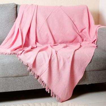 Imagem de Manta 3,00M x 1,80M Sofá King Grande Grossa Decoração Sala Protetora Decorativa Colcha Coberta (Rosa Bebê (3,00M x 1,80M))