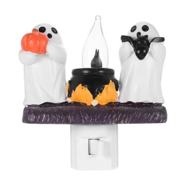 Imagem de DIYEAH Luz Noturna de Fogueira Com Luz Fantasma Piscante, Lâmpada Noturna Fantasma de Halloween Com Efeito de Chama Realista, Decoração de Festa Assustadora para Ambientes E Externos (plugue