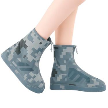 Imagem de Sapatos de chuva reutilizáveis proteja seus próprios sapatos à prova d'água antiderrapante PVC unisex zipper(Camuflada,3XL 45-46)
