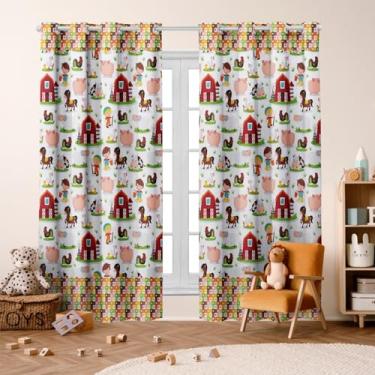 Imagem de Cortina Infantil Decorativa, 300x220cm, Poliéster, 2 Folhas, Estampada, para Quarto de Bebê e Criança (FAZENDA DOS SONHOS)