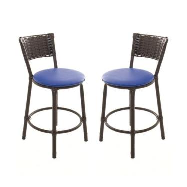 Imagem de KIT 2 Banquetas Baixa Encapada Junco CAFÉ Area Gourmet - ESPAÇO JUNCO,