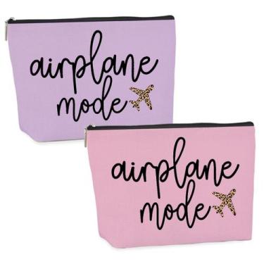 Imagem de Bolsa de cosméticos CHQIUCR Airplane Mode 25x18x5 cm, 2 peças