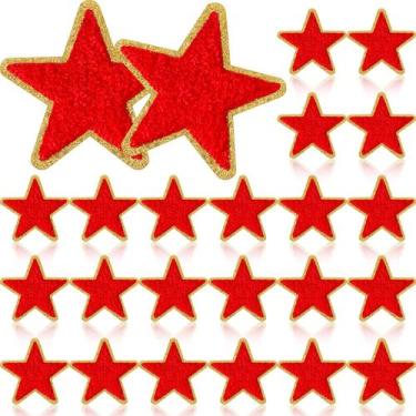 Imagem de Star Patches Jexine, 6 cm, chenille vermelho, 32 peças, autoadesivo