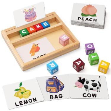 Imagem de Jogo de ortografia Coogam Wooden Blocks, letras do alfabeto colorido c