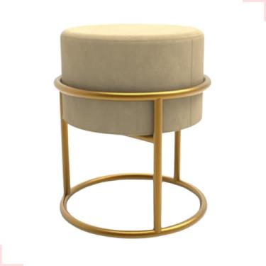 Imagem de Puff, Puff Redondo Ferro Argola Redondo Tecido Veludo com Estrutura em Tubo Aço Eepintura EletrostáTica(Nude)