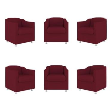 Imagem de Kit 6 Cadeiras Poltronas Decorativas Espera Clinica Dentista Cor:marsala