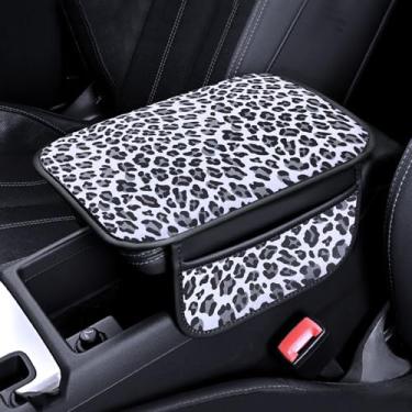 Imagem de Forala Protetor de caixa de assento de carro de couro PU para console central automotivo com ajuste universal (branco e cinza)