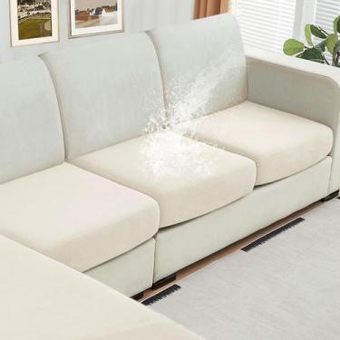 Imagem de Capas de almofada de sofá NAISI Waterproof Velvet 3 peças em marfim