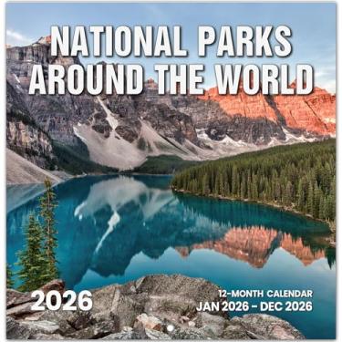 Imagem de Calendário 2026, calendário mensal de parede dos Parques Nacionais do Mundo de 2026 de novembro de 2025 a dezembro de 2026, calendário suspenso de parede, aberto de 29,5 cm x 61 cm, layout de página