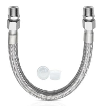 Imagem de Mangueira jumper compressor de grau industrial 1/5.1 cm NPT mangueira jumper macho x 50.8 cm comprimento, 450 PSI e 398.9 °C alta temperatura e resistência à pressão para sistemas de ar comprimido