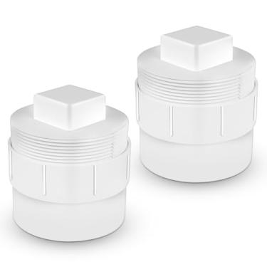 Imagem de Adaptador de limpeza de esgoto de PVC de 10 cm com encaixe de tubulação, tampa de limpeza de esgoto de PVC DWV para jardim ao ar livre, sistema de tubulação de drenagem e esgoto de trailer, pacote com