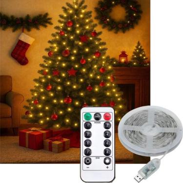 Imagem de Fio De Fada Natal Musical 100 Lâmpadas LEDs Amarelo USB 10m - Genérico