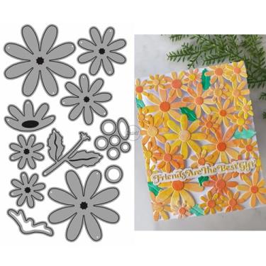 Imagem de DzIxY Conjunto de moldes de corte de metal com oito pétalas para fazer cartões, conjunto de recortes de papel, estêncil, suprimentos, modelos de máquina