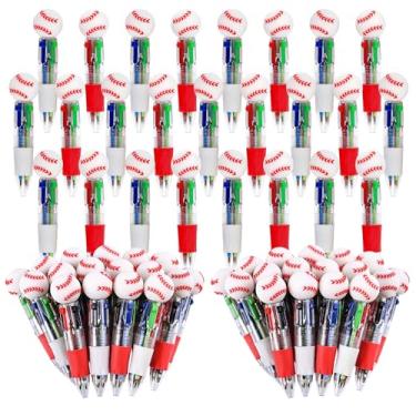 Imagem de LiYiQ Caneta multicolorida de futebol em um desenho animado fofa, divertida, 4 em 1, canetas esferográficas kawaii, em formato de futebol, legais para crianças, presentes divertidos (beisebol, 50)