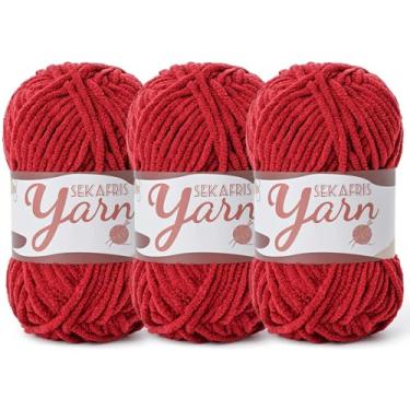 Imagem de Pacote com 3 fios de veludo fofo para crochê, cobertor de bebê para crochê macio, 150 g (196,8 jardas) Amigurumi pelúcia chenille crochê, fios de quebra-cabeça para artesanato de tecelagem de crochê