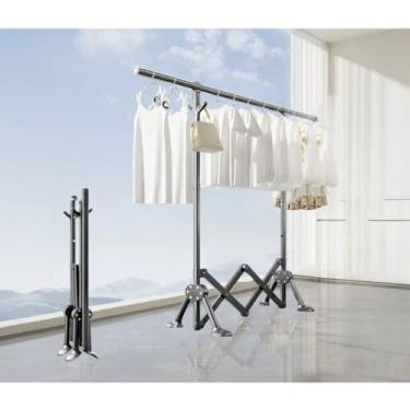 Imagem de Hhsdyl Varal Exterior para Roupas - Suporte de Roupa em Metal Ajustável e Dobrável para Pendurar Camisas, Casacos, Saias e Casacos de Lã - Organizador Versátil para Quarto e Roupeiro,Gray