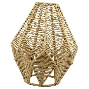 Imagem de Bothyi Abajur de corda de papel trançado, capa de luz decorativa estilo boho, luminária pendente para teto, abajur para restaurante, casa e café.