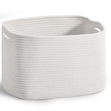 Imagem de ICERZCZ Cesta de armazenamento de corda de algodão para organização, cestas decorativas fofas para presentes vazias, caixas organizadoras para brinquedos de cachorro, lavanderia de bebê, 38 x 29 cm