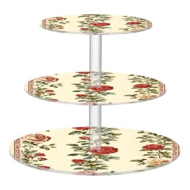Imagem de CEBUGI Suporte de cupcake de 3 camadas, suporte redondo para bolo, torre, bandeja de servir em camadas de acrílico para chá, chá de bebê, casamento e mais