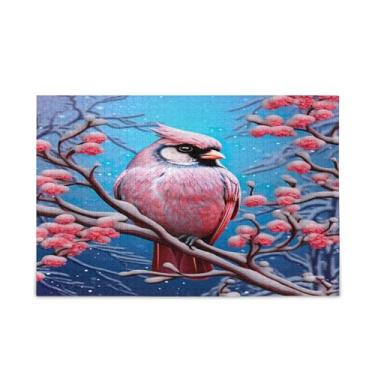 Imagem de WELLDAY Quebra-cabeça inverno pássaro 1000 peças grande arte de jogo de quebra-cabeça para adultos adolescentes