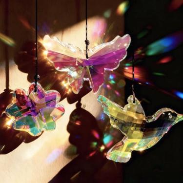 Imagem de SNAIL GARDEN 3 peças, prisma de cristal, apanhador de sol, borboleta, pássaro, trevo de quatro folhas