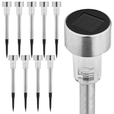 Imagem de Kit 10 Luminárias Led Solar Inox Para Jardim 6000K Noll Led