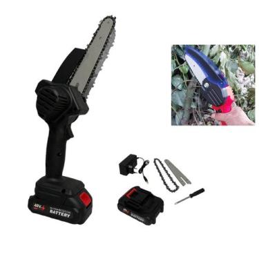 Imagem de Mini Motosserra Eletrica 48V Bateria Recarregavel Sem Fio 6 Polegadas 