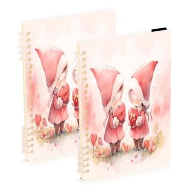 Imagem de Burbuja Cadernos de gnomos em aquarela para dia dos namorados, papel pautado universitário A5 com 60 folhas, fichário para diário, trabalho, escritório, 2 unidades