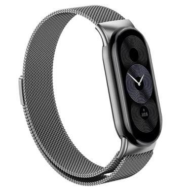 Imagem de HEPUP Pulseira milanesa para xiaomi mi band 8, pulseira de aço inoxidável para xiaomi band 9, acessórios para miband 8, pulseira de metal(Gray,For Miband 9)