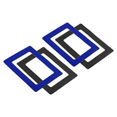 Imagem de Moldura magnética, pacote com 4 porta-retratos magnéticos, comporta fotos de 10 x 15 cm para geladeira, metal, escritório, PVC azul