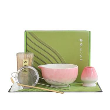 Imagem de Conjunto de Tigela Matcha Ferramentas 7 Peças com Suporte para Chá Colher Peneira Batedor Fácil Limpar Versátil Café Leite Aveia Caixa Presente Elegan