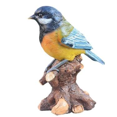 Imagem de Estátua de pássaro de jardim, pássaros ao ar livre nos galhos ou decorações de estatueta de pedra escultura para ornamentos de gramado e varanda de pátio