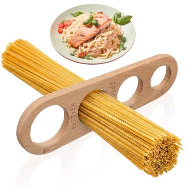 Imagem de Guduling Ferramenta de medição de espaguete, ferramenta de medição de massa de madeira com 4 furos, ferramentas de medição de espaguete rápidas para cozinhar rápido e sem bagunça