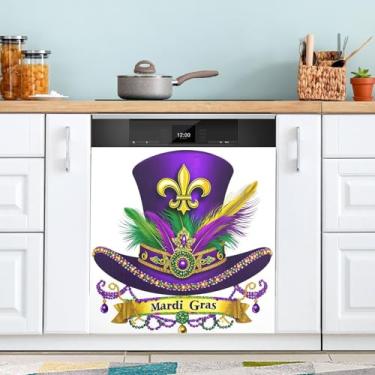 Imagem de ATTX Capa magnética vintage para lava-louças Mardi Gras | Adesivo decorativo de eletrodomésticos de 58,4 cm x 66 cm para armários domésticos e eletrodomésticos (213)