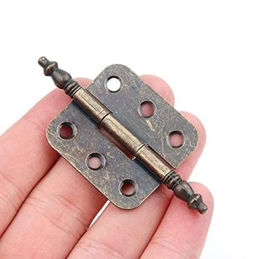 Imagem de 70 * 35 mm 10 peças dobradiça de cabeça de coroa de bronze antigo 6 furos caixa de presente de joias dobradiça decorativa armário acessórios de móveis dobradiças