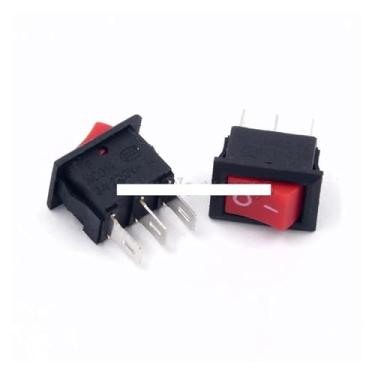 Imagem de Interruptor de alimentação de 100 peças de 3 pinos CA 3A 250V 10 * 15 mm botão vermelho interruptor liga/desliga 10 x 15 mm interruptor basculante