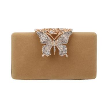 Imagem de Bolsa De Ombro Clutch Dourada Com Strass Para Mulheres, Bolsa De Festa