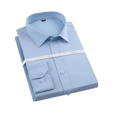 Imagem de Camisa Masculina Slim Fit De Cor Sólida Para Negócios E Casual, Manga 