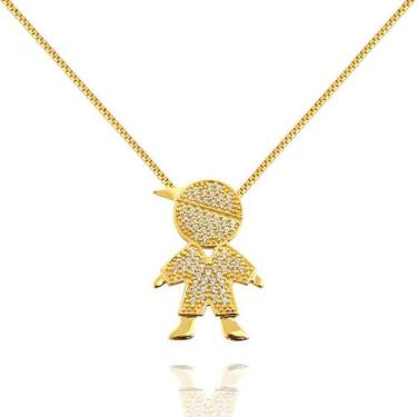 Imagem de Corrente Veneziana Com Pingente Menino Filho Grande Ouro 18k - Arkha18
