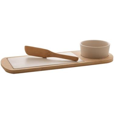 Imagem de CONJUNTO PETISQUEIRA C/BANDEJA E ESPATULA BAMBU 1 POTE E 1 BANDEJA 12x