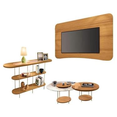 Imagem de Painel Suspenso Armony Cinamomo com Kit Mesa de Centro Sky e Aparador 