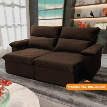 Imagem de Sofá Retrátil Reclinável Paris 1,50m Suede Velut Marrom Molas No Assento - King House