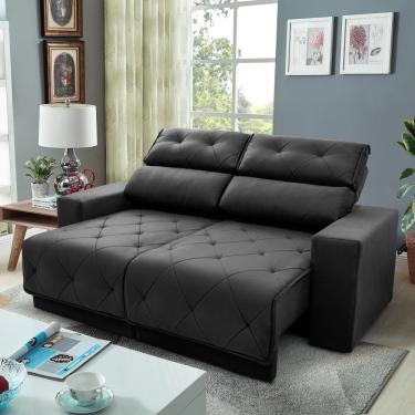 Imagem de Sofá Retrátil Reclinável Belga 2,00m Suede Velut Cinza Molas No Assento