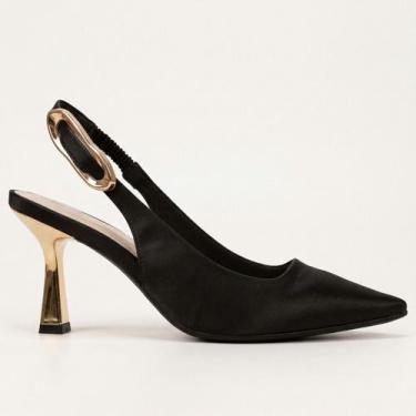 Imagem de Scarpin Slingback Bebecê Preto, Preto, 36