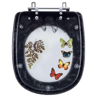 Imagem de Acento Sanitário Icasa Sabatini Preto com 4 Borboletas - Pontto Lavabo